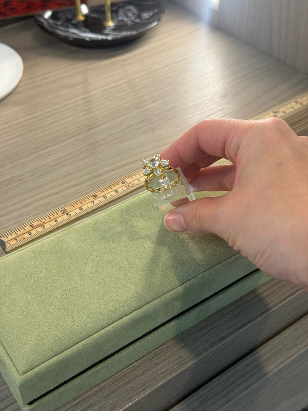 Gold Floral Cluster Ring with Clear Stones